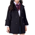 thumbnail image 1 of dazeni Girl's Lightweight Trench Coat Lapel Single Breasted Jacket Outwear with Pockets Fashion Fall Dress Coat School Uniform Jackets Black 3-4Years, 1 of 6