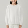thumbnail image 1 of dazeni Girls 1-7 Years Knit Sweaters Soft Cotton Casual Long Sleeve Pullover Tops Kids Loose Comfy Fall Clothes White 4 Years, 1 of 4