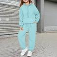 thumbnail image 1 of dazeni Girls 2 Piece Outfits Tracksuit Candy Color Drop Shoulder Hoodie Half Zip Sweatshirt and Sweatpants Joggers Set Comfy Sweatsuit with Pockets, 1 of 9