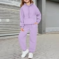 thumbnail image 1 of dazeni Girls 2 Piece Outfits Tracksuit Candy Color Drop Shoulder Hoodie Half Zip Sweatshirt and Sweatpants Joggers Set Comfy Sweatsuit with Pockets, 1 of 9