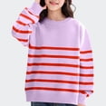thumbnail image 1 of dazeni Girls Boys Fashion Oversized Striped Sweater Casual Knitted Drop Shoulder Sweatshirts Spring Fall Crewneck Long Sleeve Pullover Jumper, 1 of 6