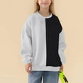 thumbnail image 1 of dazeni Girls Fall Winter Fleece Lined Sweatshirts Oversized Patchwork Sweatshirts Fashion Color Block Crewneck Sweatshirt Loose Casual Pullover Gray 3 Years, 1 of 6