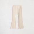 thumbnail image 1 of dazeni Girls Flare Leggings High Waist Bell Bottom Pants Kids Seamless Ribbed Knit Casual Clothes for Teen Girl Beige, 1 of 5
