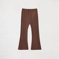 thumbnail image 1 of dazeni Girls Flare Leggings High Waist Bell Bottom Pants Kids Seamless Ribbed Knit Casual Clothes for Teen Girl Coffee, 1 of 5