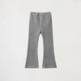 thumbnail image 1 of dazeni Girls Flare Leggings High Waist Bell Bottom Pants Kids Seamless Ribbed Knit Casual Clothes for Teen Girl Gray, 1 of 5