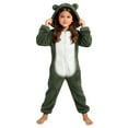 thumbnail image 1 of dazeni Girls Fuzzy Fleece Jumpsuit Cozy Zip up Onesie with Cute Bear Hooded Comfy Plush Sherpa Long Sleeve Romper Color Block One Piece Outfits Army Green 10-11 Years, 1 of 6