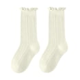 thumbnail image 1 of dazeni Girls Kids Ruffle Socks Size 1-12 T Uniform School Dress Frilly Soft Breathbale Crew Socks Beige2 1-3Years, 1 of 5