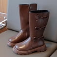 thumbnail image 1 of dazeni Girls Knee High Boots Fashion Cute Bow Low Heel Side Zipper Riding Boots Cmofortable Mid Calf Booties Warm Fall Winter Shoes, 1 of 7
