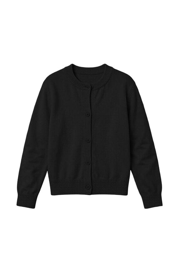 Girls Long Sleeve Cardigan Sweater Lightweight Ribbed Knit Cardigans Jackets Teen Preppy School Button Down Sweater Tops Black Size 6-7 Years