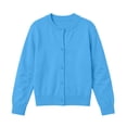 thumbnail image 1 of dazeni Girls Long Sleeve Cardigan Sweater Lightweight Ribbed Knit Cardigans Jackets Teen Preppy School Button Down Sweater Tops Sky Blue Size 1-2 Years, 1 of 9