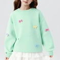 thumbnail image 1 of dazeni Girls' Oversized Crewneck Sweatshirts Candy Clolor Long Sleeve Pullover Tops with Cute Bowknot Spring Fall Preppy Clothes, 1 of 5