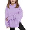 thumbnail image 1 of dazeni Girls Oversized Hoodies Y2k Hoodies Side Split Hem Hooded Sweatshirts with Thumb Hole Fleece Long Sleeve Pullover, 1 of 7