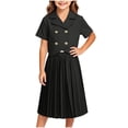 thumbnail image 1 of dazeni Girls School Uniforms Dress 2 Piece Dress Sets Sleeveless Button Down Blazer Vest and Pleated Long Dress School Preppy Clothes Black Size 2-3 Yeas, 1 of 5