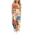 thumbnail image 1 of dazeni Girls Sleeveless Jumpsuits Fashion Tie Dye Romper Wide Leg Pants Casual Summer Boho Spaghetti Straps Overalls with Big Pockets Watermelon Red 13-14 Years, 1 of 9