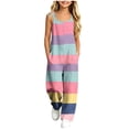 thumbnail image 1 of dazeni Girls Summer Boho Jumpsuit Sleeveless Jumpsuits Rompers for Girls Adjustable Strap Wide Leg Pants Romper with Pockets Pink 15-16 Years, 1 of 9