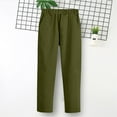 thumbnail image 1 of dazeni Girls Uniform Pants Kids High Stretchy Dress Pants Elastic Waist Pull On Slacks Army Green, 1 of 7