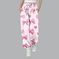 thumbnail image 1 of dazeni Girls Valentine's Day Sweatpants Teen Joggers Sweats Yoga Pants with Pockets Soft Cute Print Petite Wide Leg Baggy Sweatpants Pink, 1 of 5