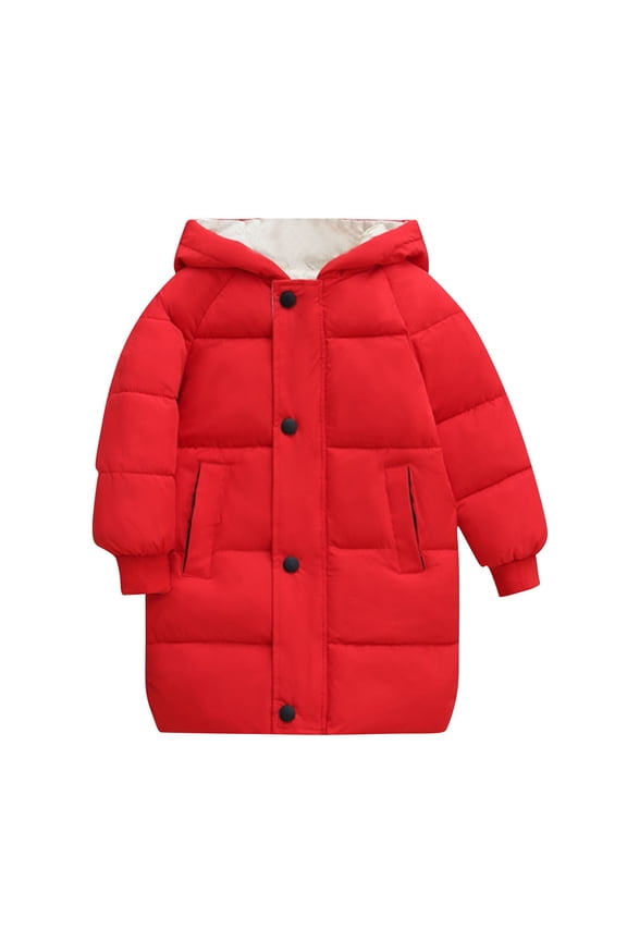 Girls Winter Coat Lightweight Hooded Puffer Jackets Warm Solid Zip up Quilted Padded Down Jackets with Pockets Thermal Snow Outwear for School and Outdoor Activities Watermelon Red 10 Years
