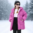 thumbnail image 1 of dazeni Girls Winter Puffer Jackets Lightweight Full Zip up Quilited Coat with Pockets Thick Thermal Padded Soft Fleece Jacket with Hood Purple 11 Years, 1 of 7