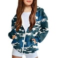 thumbnail image 1 of dazeni Girls Zip Up Hoodie Kids Fashion Oversized Camo Sweatshirt Jacket with Pockets Loose Casual Fall Winter Outwear, 1 of 8