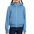 thumbnail image 1 of dazeni Girls Zip up Crop Hooded Jackets Comfy Long Sleeve Hooded Sweatshirts with Thumb Holes Fall Fleece Open Front Cardigan Jackets, 1 of 8