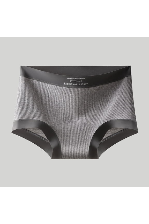 High Waisted Underwear for Women Soft Cotton Braethable Seamless Panties Color Block Full Coverage Briefs XX-Large Gray