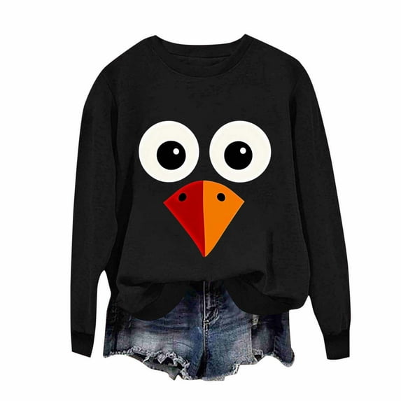 dazeni Holiday Sweatshirts for Women Oversized Crewneck Tunic Sweatshirt Loose Casual Cute Graphic Pullover Christmas Thanksgiving Gift Black XL