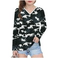 thumbnail image 1 of dazeni Kids Camouflage Long Sleeve Shirts Boys Girls Camo V Neck Tee Casual Sport Tops Blouse, 1 of 8