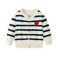 thumbnail image 1 of dazeni Kids Cardigan Sweater Boys Girls Cute Heart Print School Uniforms Button Long Sleeve Knit Tops Fashion Striped Fall Clothes, 1 of 7