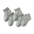thumbnail image 1 of dazeni Kids Mesh Athletic Socks 5 Pairs (1-12 Years) Ultra Thin Cotton Socks with Color Block Design Quick-Dry & Anti-Blister for Sports Gray2 1 Years, 1 of 6