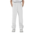 thumbnail image 1 of dazeni Kids Open Bottom Sweatpants Boys Girls Lightweight Fleece Lined Sweat Pants Soft Casual Straight Leg Athletic Pants with Drawstring and Pockets, 1 of 6