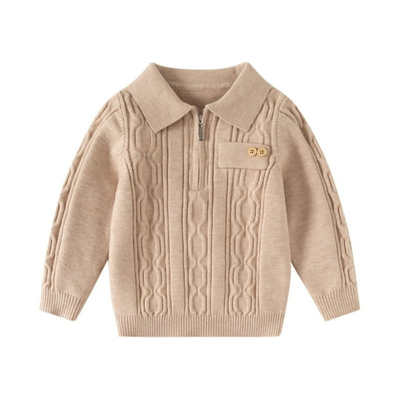 dazeni Kids Sweater Boys Quarter Zip Pullover Tops Long Sleeve Stand Collar Textured Sweater Fall School Clothes for Children 2-10 T
