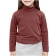 thumbnail image 1 of dazeni Little Girl's Mock Turtleneck Pullover Tops Solid Basic Long Sleeve Tops Soft Cotton Casual Base Layer Top Tee 1-14 T, 1 of 6