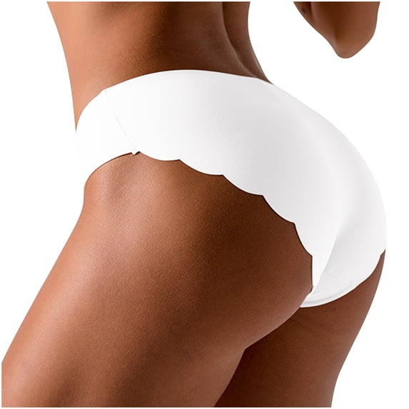 dazeni Low Rise Seamless Underwear for Women No Show Panties Cheeky Scalloped Edge Bikini Briefs Breathable Yoga Panties Ladies Undies Underpants