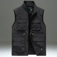 thumbnail image 1 of dazeni Men's Casual Outdoor Vest Solid Color Lightweight Work Vest Safari Fishing Shooting Vests Travel Sleeveless Cargo Jacket with Multi Pockets, 1 of 4