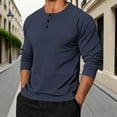 thumbnail image 1 of dazeni Men’s Henley Shirts Raglan Long Sleeve T-Shirts Casual Crewneck Tee Slim Fit Summer Button up Tops Large Navy, 1 of 5