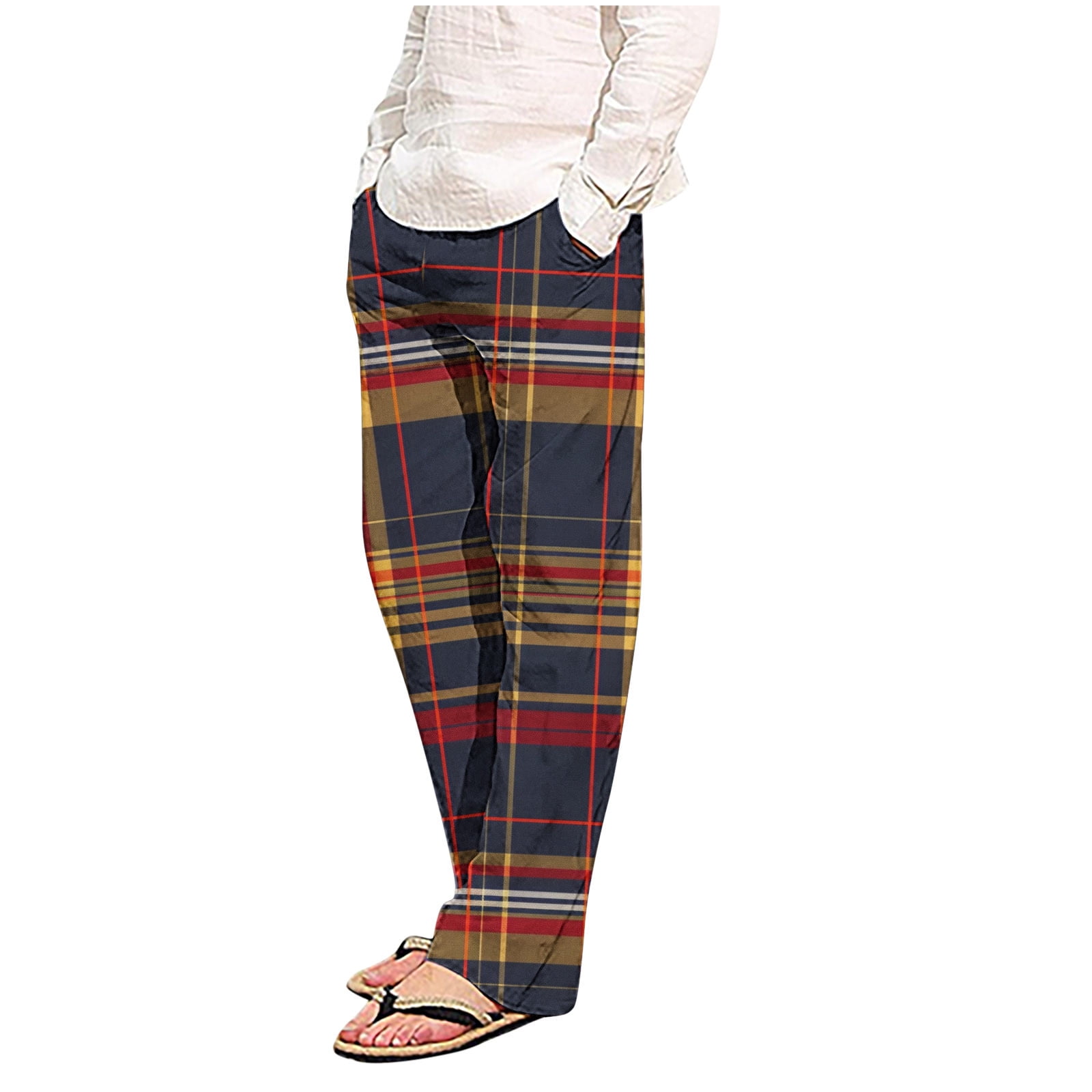 dazeni Men's Pajama Pants Comfy Lightweight Classic Plaid Bottoms Pants