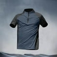 thumbnail image 1 of dazeni Men's Quick Dry Active Tshirts Quarter Zip Short Sleeve Athletic Pullover Color Block 1/4 Zip Up Fishing Running Outdoor Shirt, 1 of 9