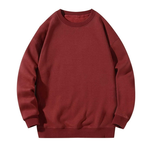dazeni Men's Sherpa Lined Sweatshirts Fleece Cotton Long Sleeve Pullover Basic Tops Warm Crewneck Winter Sweatshirt