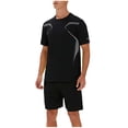 thumbnail image 1 of dazeni Men's Shirt and Shorts Set Big and Tall M-5XL 2 Piece Quick Dry Athletic Outfits Fashion Summer Tracksuits Casual Sportwear Set Black XX-Large, 1 of 6