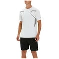 thumbnail image 1 of dazeni Men's Shirt and Shorts Set Big and Tall M-5XL 2 Piece Quick Dry Athletic Outfits Fashion Summer Tracksuits Casual Sportwear Set White 4X-Large, 1 of 6