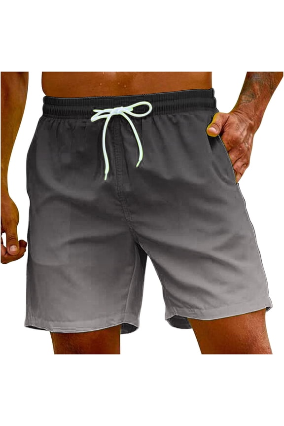 Men's Swim Trunks Lightweight Quick Dry Bathing Suit Swimsuits Summer Beach High Waisted Drawstring Shorts with Pockets Gray XXXXXL