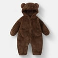 thumbnail image 1 of dazeni Newborn Baby Bear Outfit Suit Thick Plush Fleece Jumpsuit Romper Hooded Winter Clothes Snowsuit Coat for Infant Girls Boys Brown 0 Months, 1 of 3