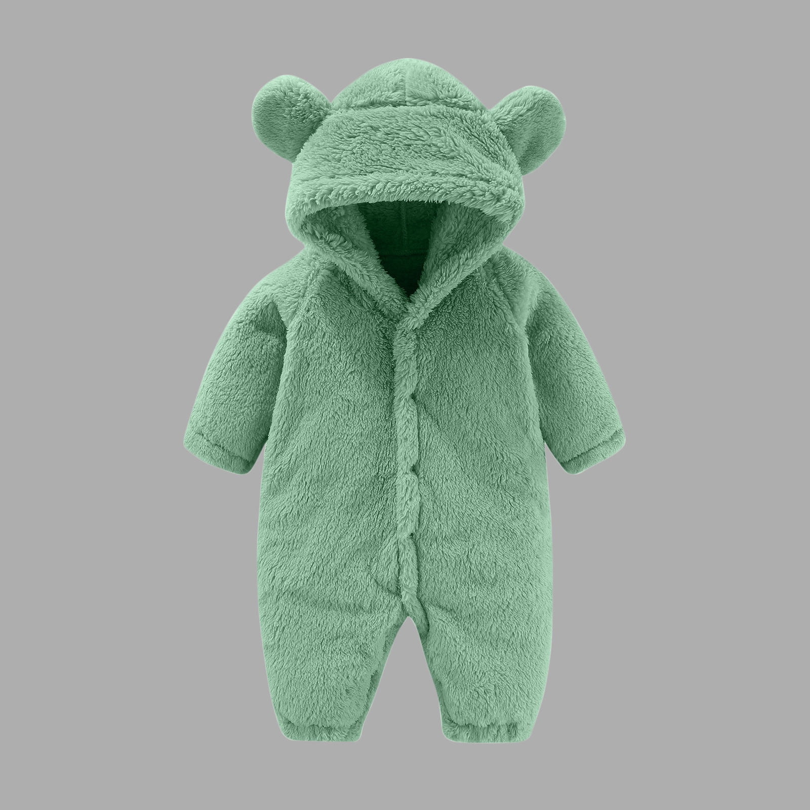 dazeni Newborn Snowsuit Baby Cute Teddy Bear Onesie Solid Warm Cozy — free download