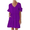 thumbnail image 1 of dazeni Nightgown for Women Loose Sleep Dress Polk Dot Crewneck Night Shirts Flowy Ruffle Casual Mini Dress, 1 of 8