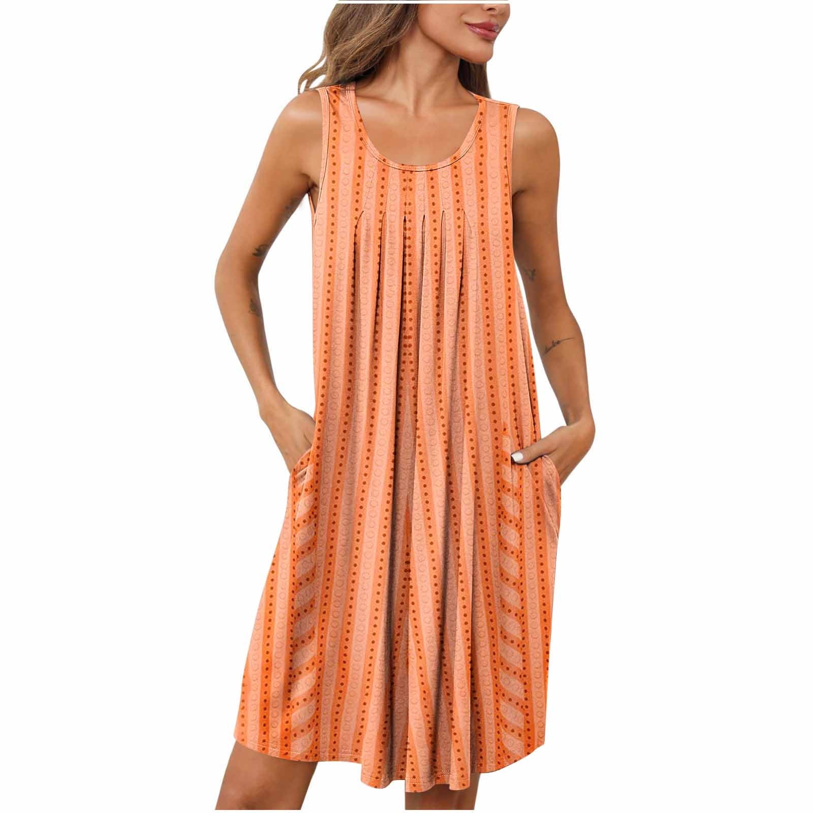 WiWi Women's Bamboo Viscose Sleeveless Nightgown - Scoop Neck, Plus Size S-4X, Coral, X-Large