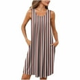 thumbnail image 1 of dazeni Nightgowns for Women with Pockets Flowy Sleeveless House Dress Scoop Neck Long Nightgown Sleepwear Chemise Striped Night Shirt Soft Sleep Dress, 1 of 7