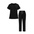 thumbnail image 1 of dazeni Nursing Scrubs for Women Set V-Neck Short Sleeve Top & Elastic Waisted Scrub Pants Medical Uniforms Unisex Scrub Sets XS-2XL, 1 of 8