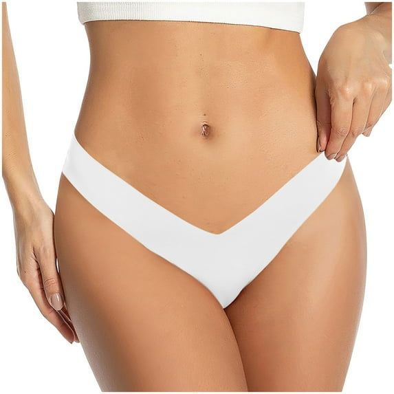 dazeni Nylon Thongs for Women Soft Low Rise No Show Thong Ladies V Waisted Panties Womens Seamless Underwear Breathable Everday Undies