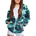 thumbnail image 1 of dazeni Oversized Hoodies for Boy Girls Fashion Camo Fleece Hooded Sweatshirts Full Zip Jacket with Pockets, 1 of 8